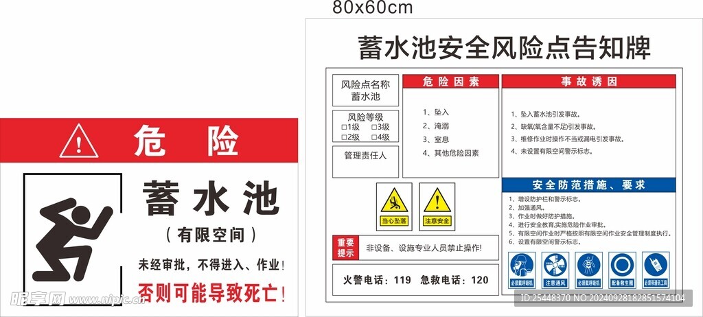 蓄水池安全风险点告知牌