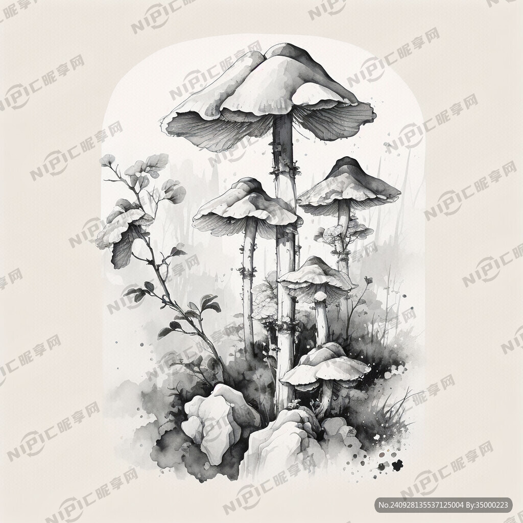简笔长白山灵芝