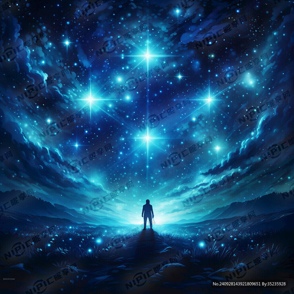 星空蓝光星星光效图图片