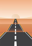 荒漠公路手绘图