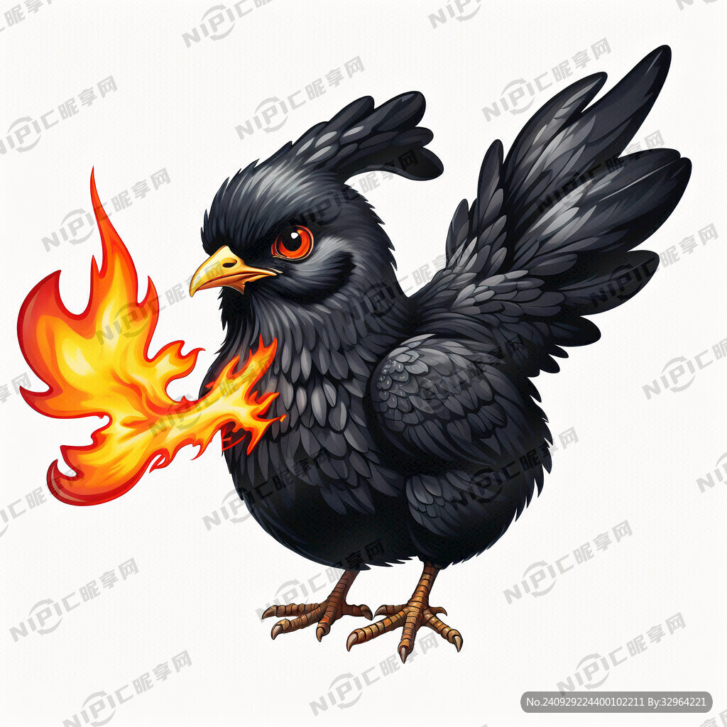 黑子鸡吐火焰 卡通图片