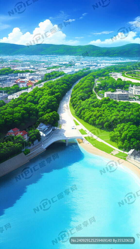 日系卡通简单城市背景 近景图