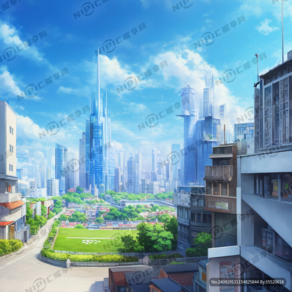 城市街道高楼建筑 近景图 梦幻
