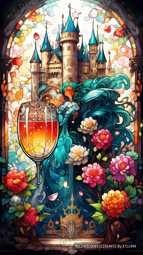 彩色玻璃 蒂凡尼 茉莉花 城堡