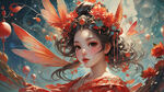 仙女，亮丽背景，汽球