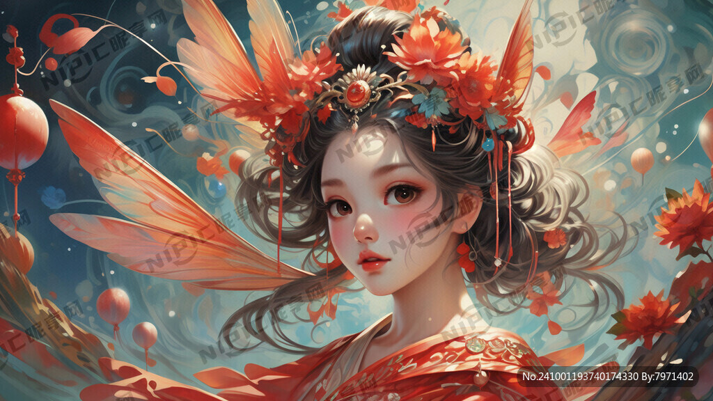仙女 亮丽背景 汽球
