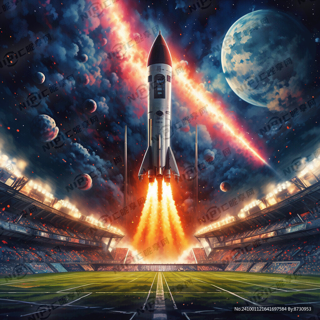 下方喷着烟雾 地面是足球场