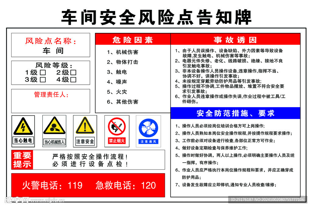 车间安全风险点告知牌
