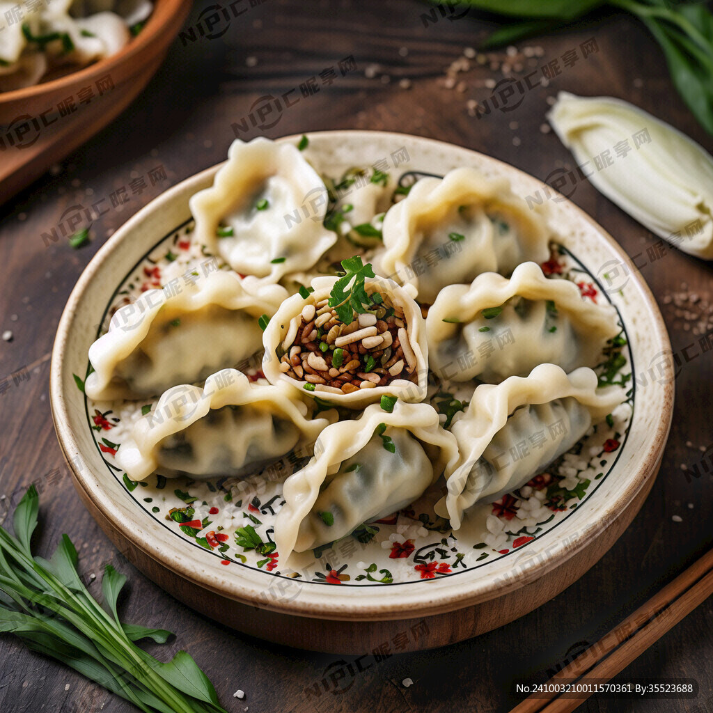 手工水饺 韭菜猪肉馅的广告图