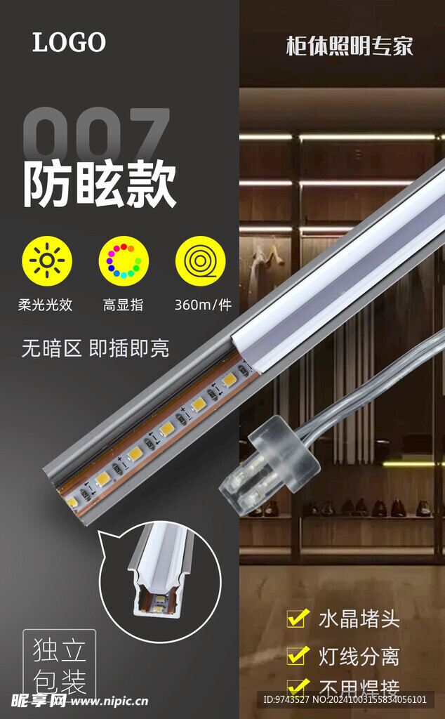 防眩衣橱灯