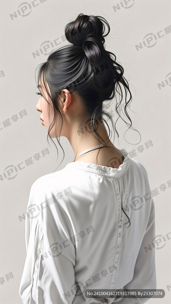 白色背景 27岁的女青年