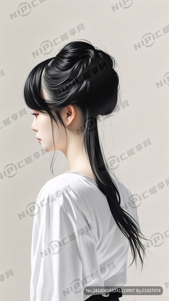 白色背景 27岁的女青年