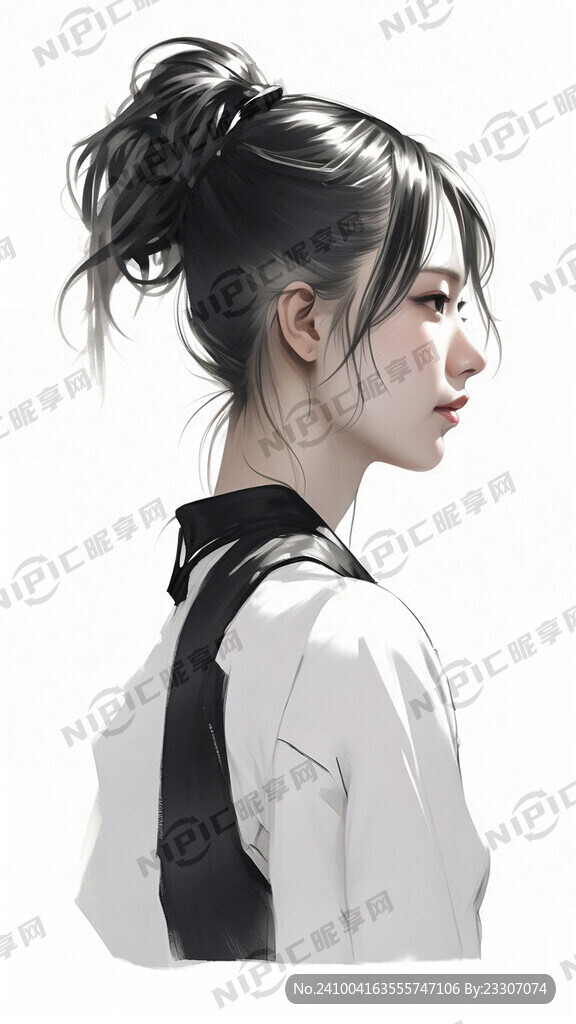 白色背景 27岁的女青年