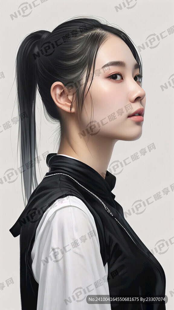 白色背景 27岁的女青年