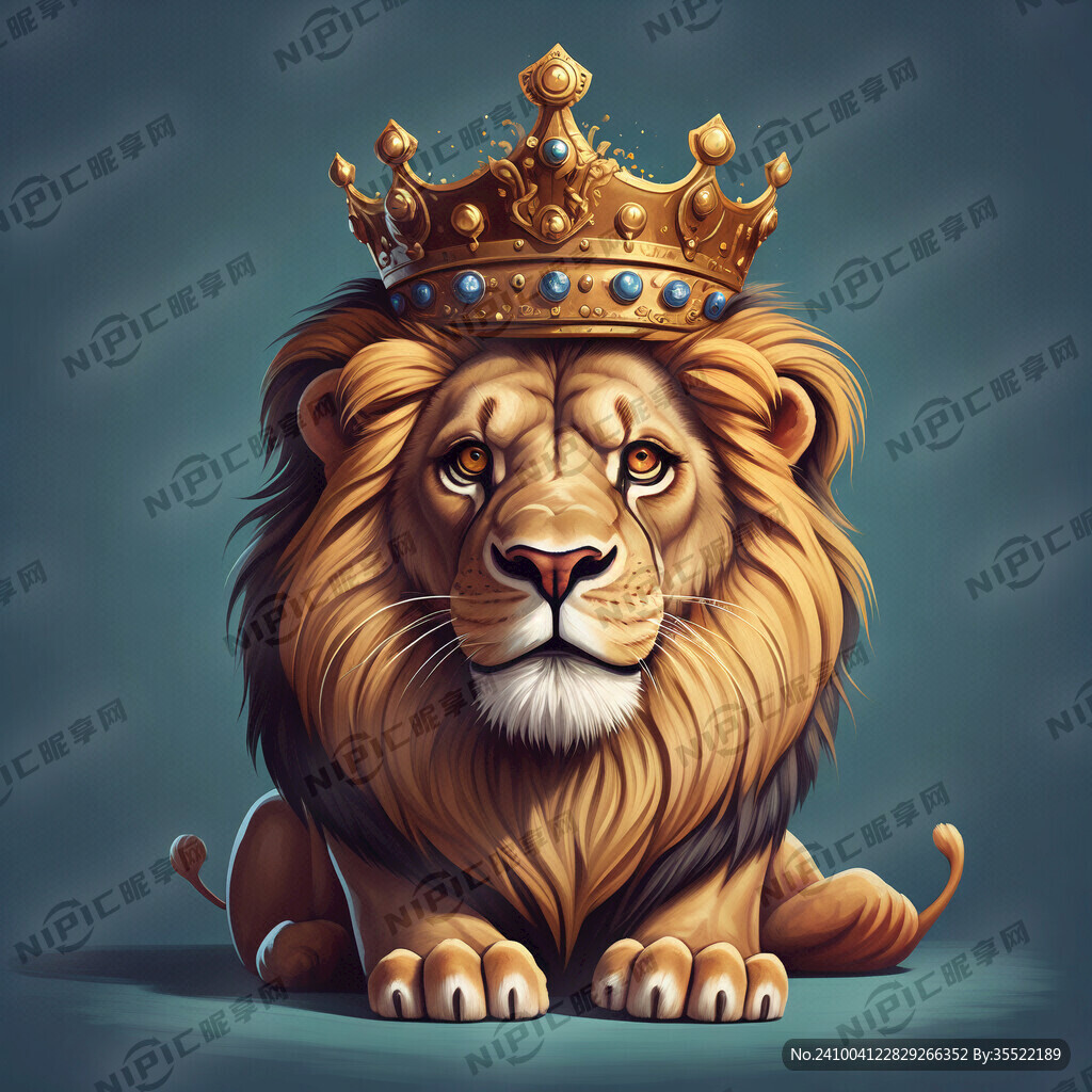头上皇冠的卡通狮子