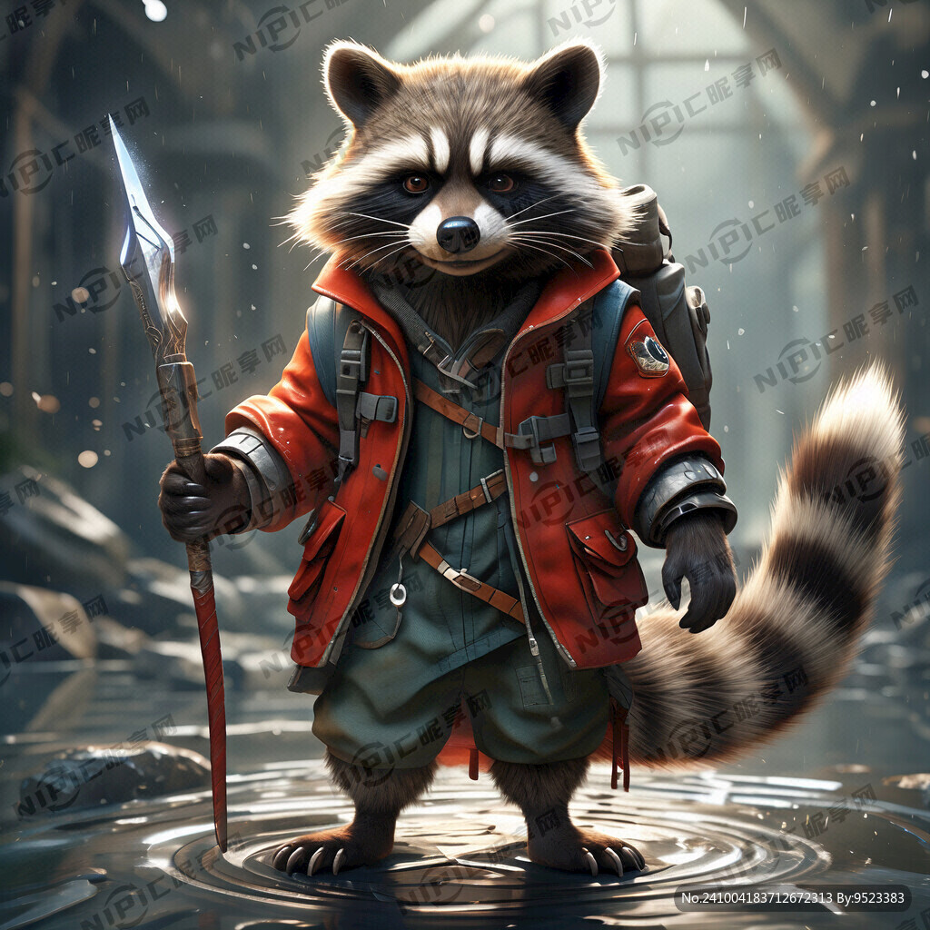 浣熊拟人 3D效果 色彩饱满