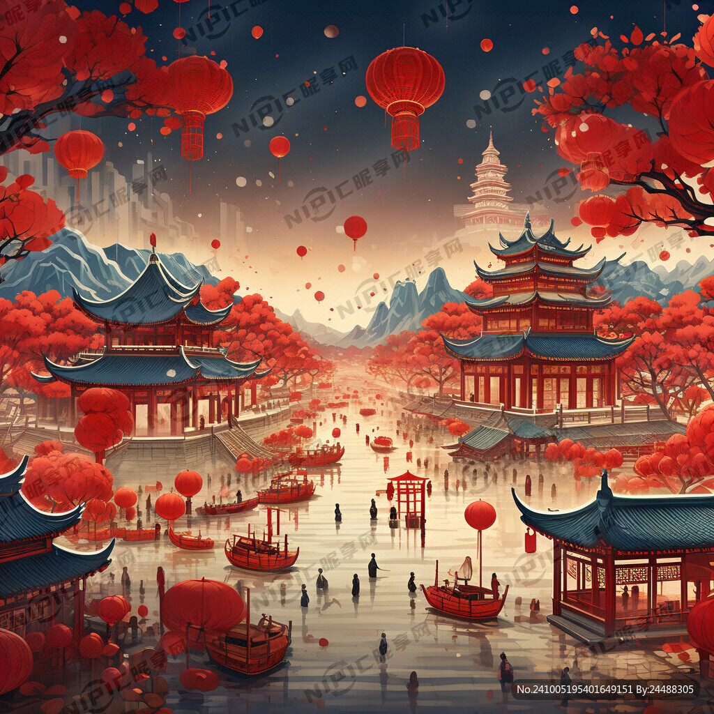 年味 复古 红色 喜庆