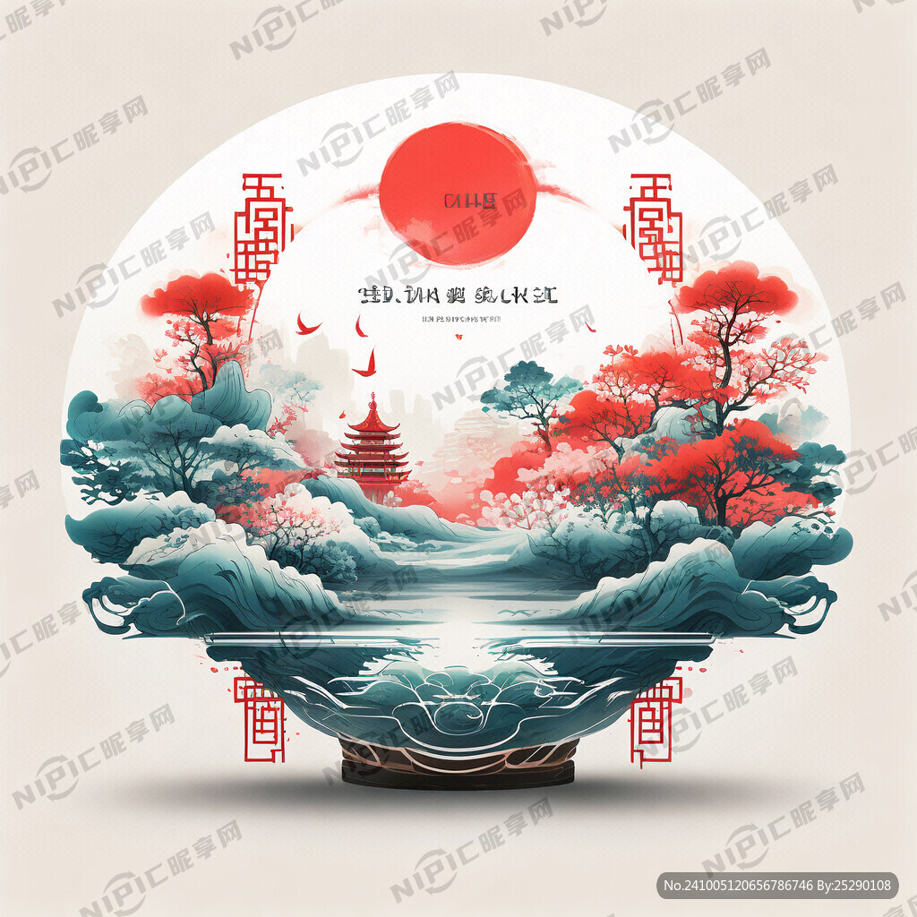 AI创作图中国风 中国画 国潮风格 包装礼盒nipic.com-昵图网