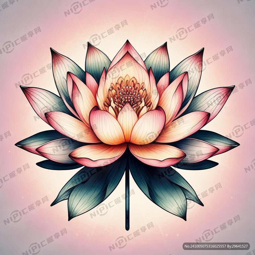 一朵莲花俯视图鲜艳