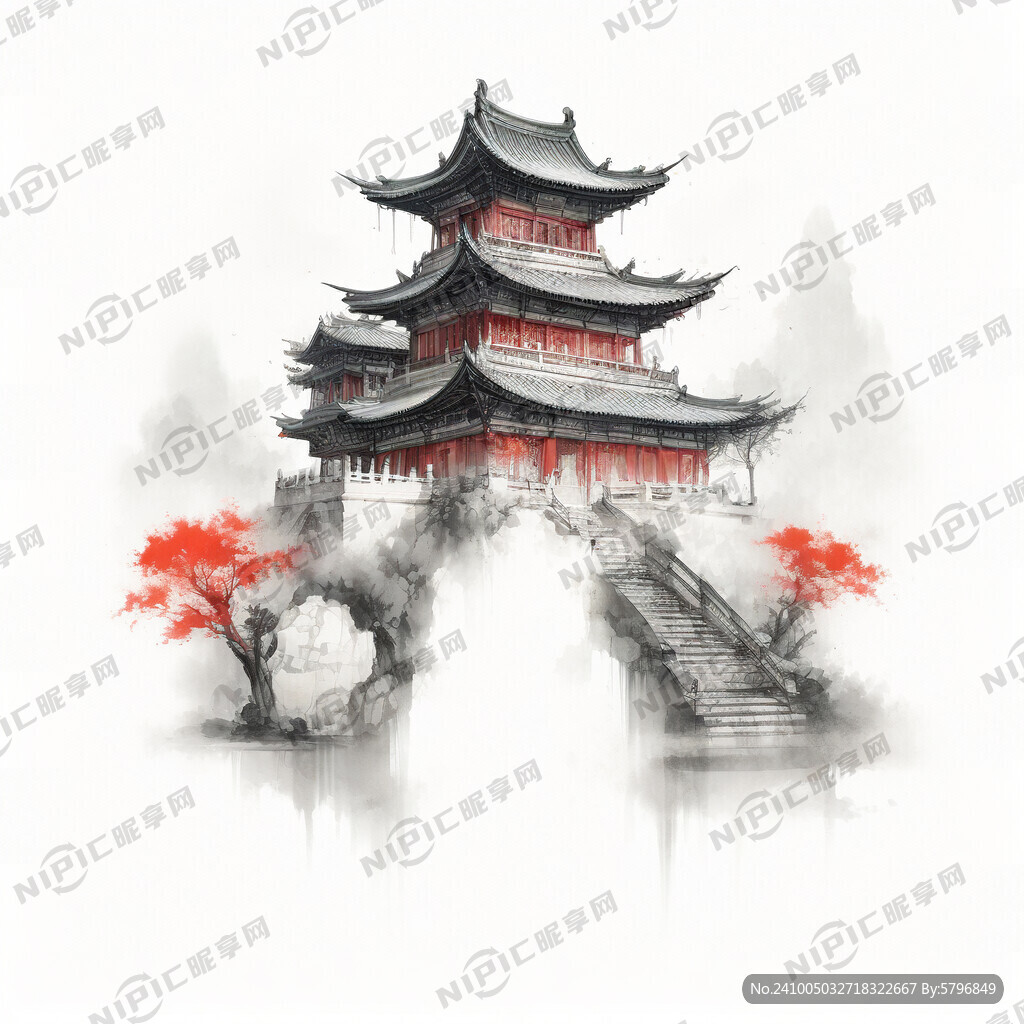 唐代古建 线稿