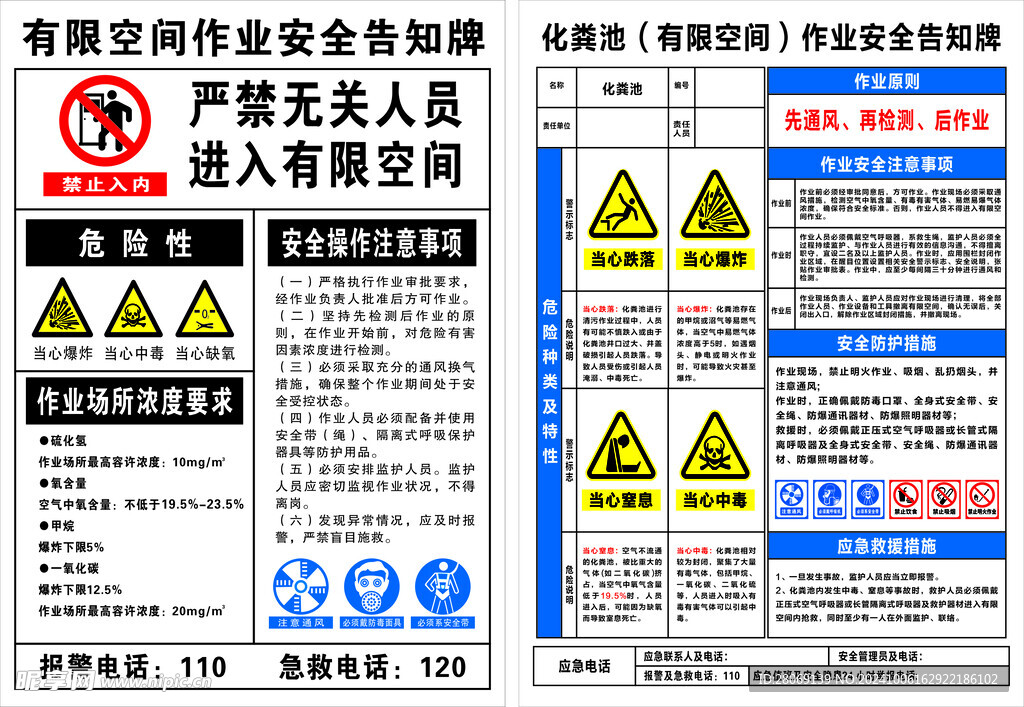 有限空间作业安全告知牌