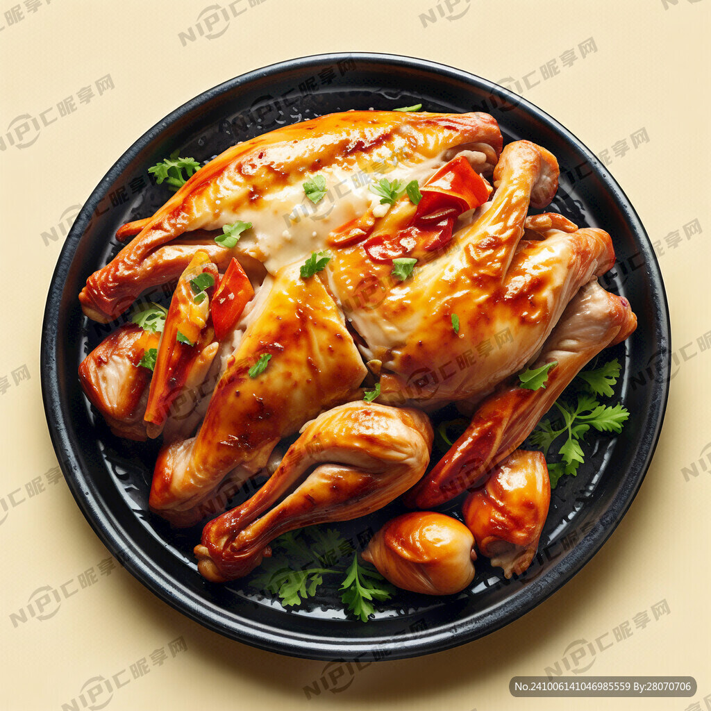 奥尔良烤鸡退 鹅黄底色 写实