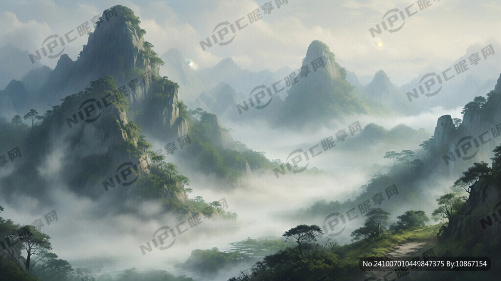 绿水青山 云雾缭绕似仙境