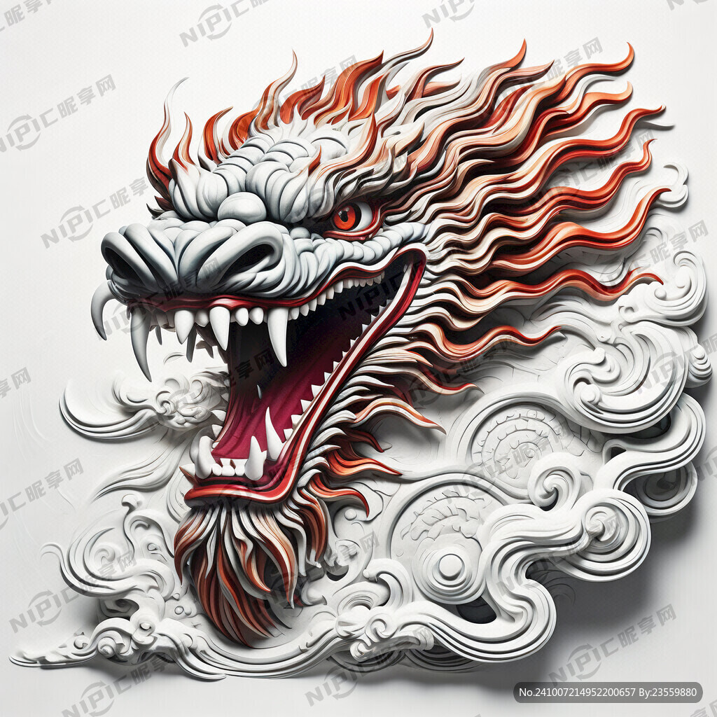 腾龙 有浮雕效果 白色底