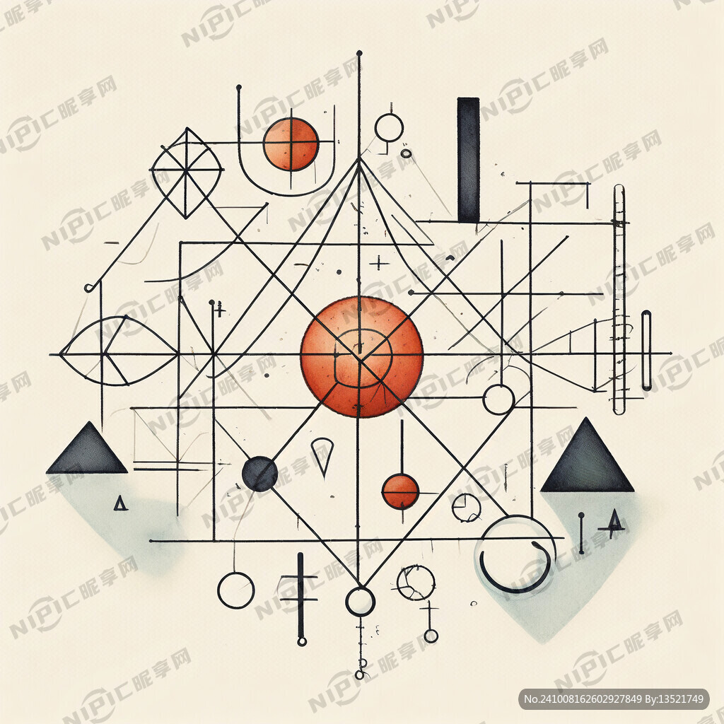 数学几何图形 简笔画风格