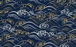 蓝金海浪线条背景