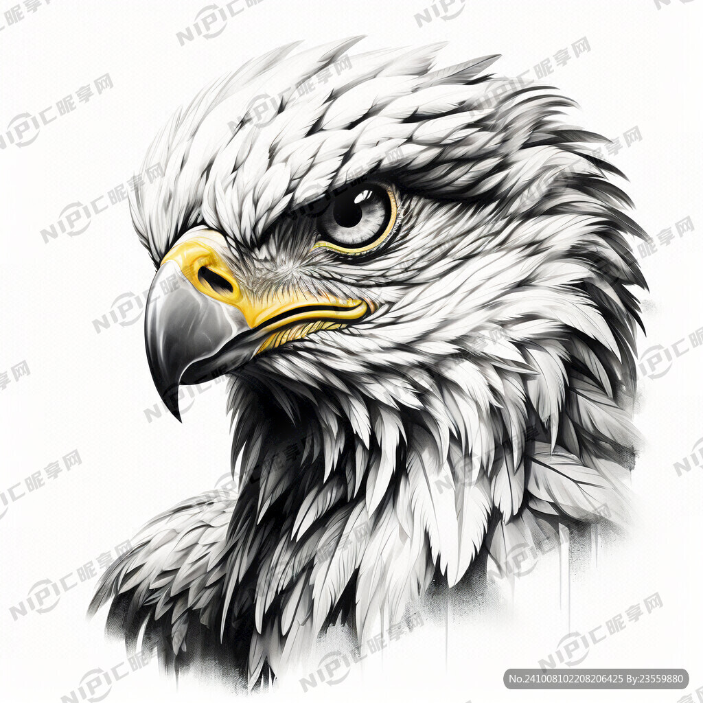 鹰 素描 有浮雕效果 白色底