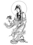 观音菩萨 观音像佛像 线描线稿