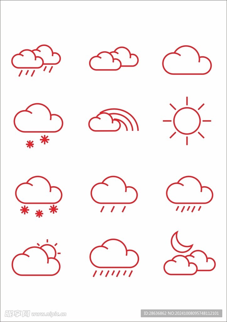 矢量免扣天气气象icon图标
