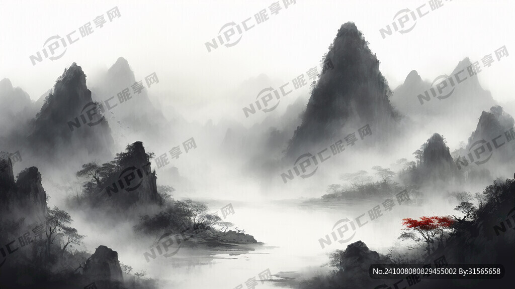 山谷 中国风 中国画 山水