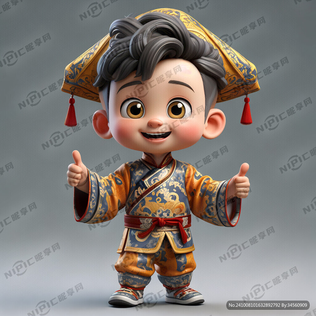 卡通可爱小男孩全身 表情可爱