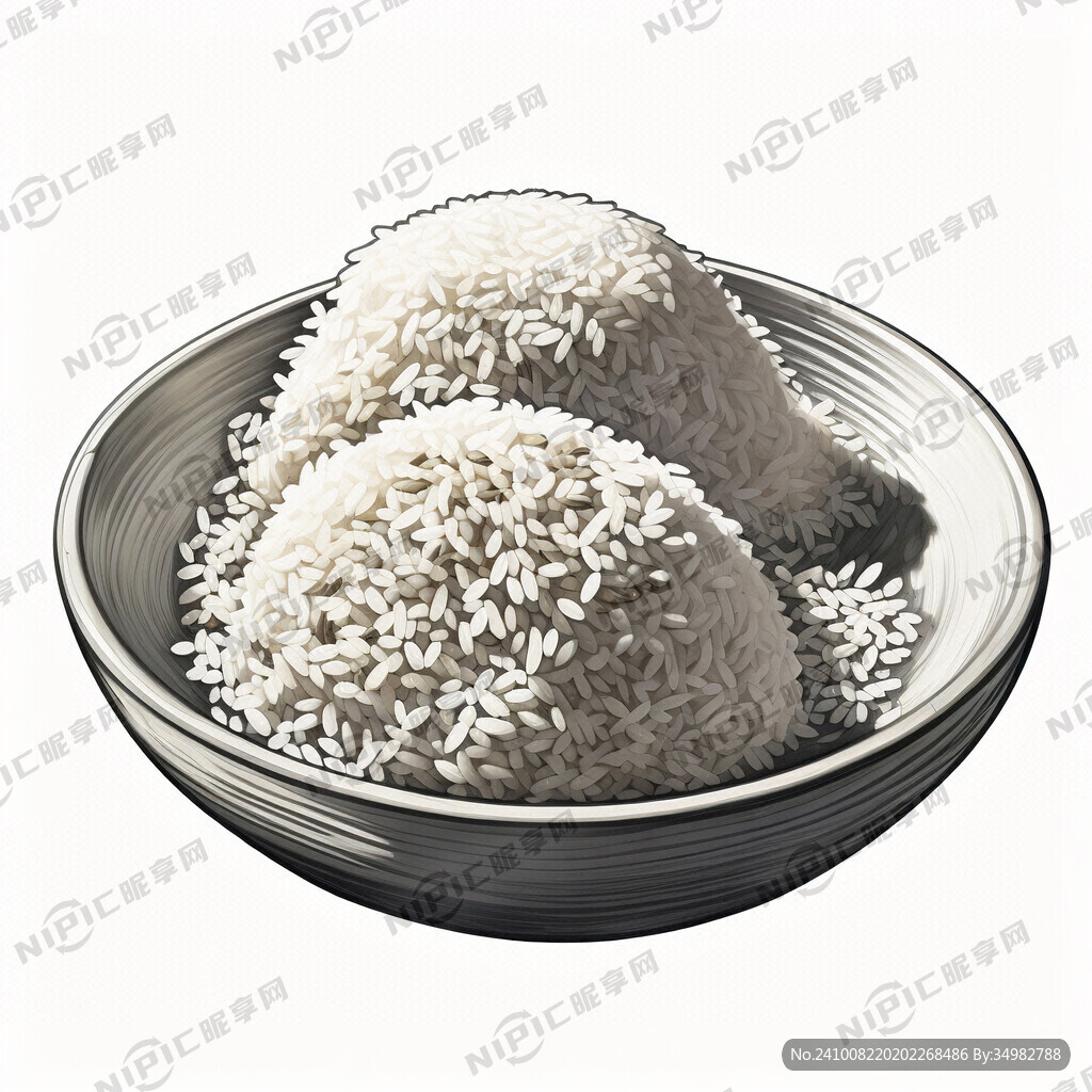白米饭 手绘 一盘