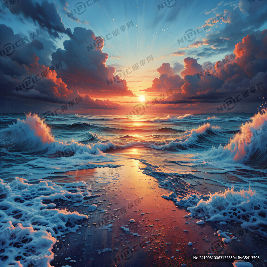 图片中有太阳  蓝色海天相连