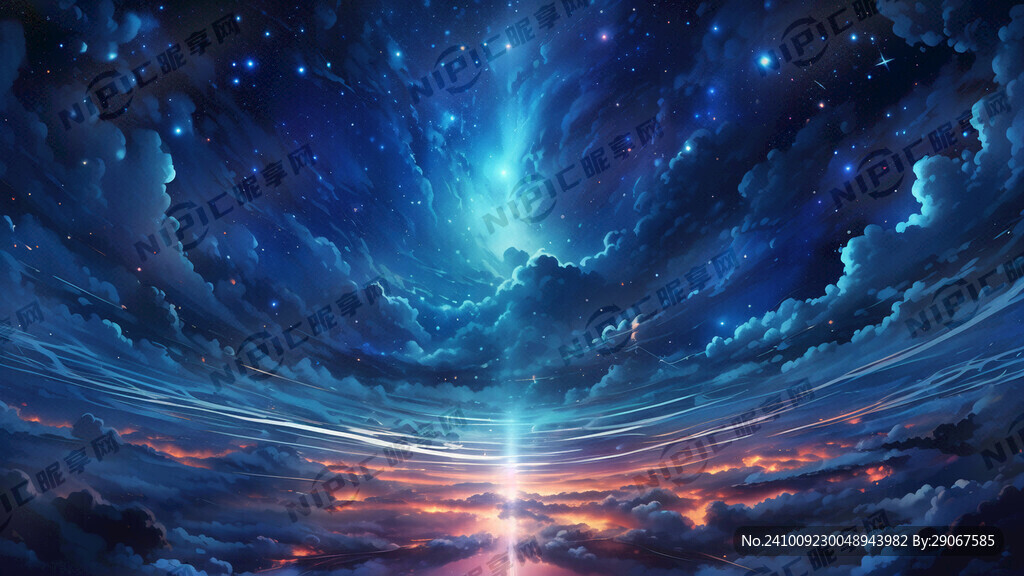 蓝色的天空 很多星星 伸手