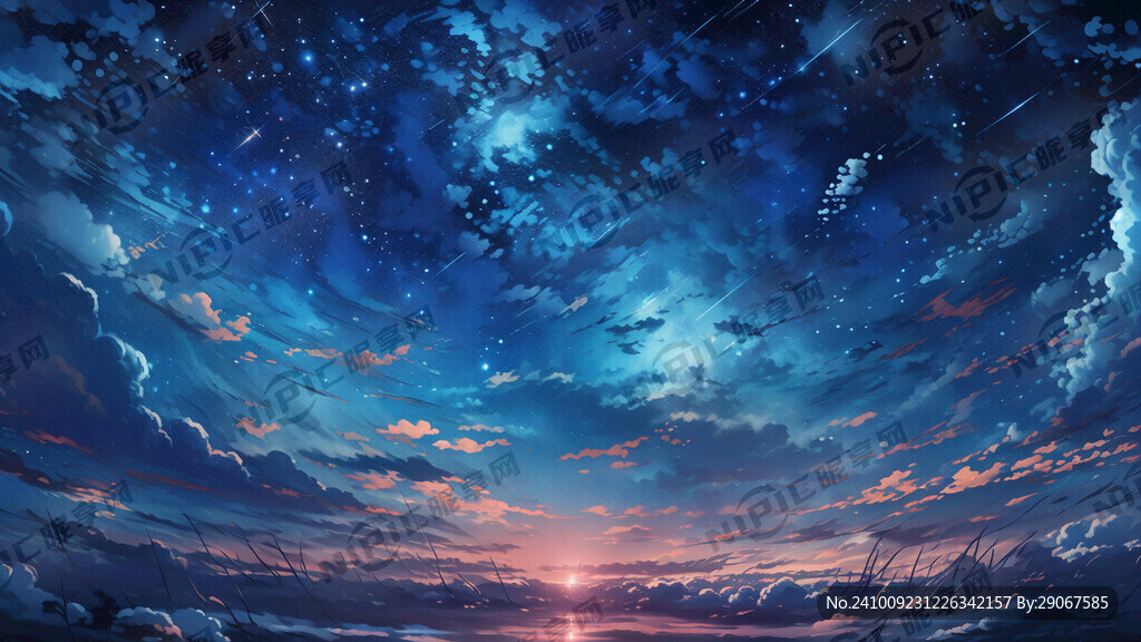 超级美蓝色的天空 有星星 写实