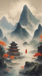 背靠金山，江山如画