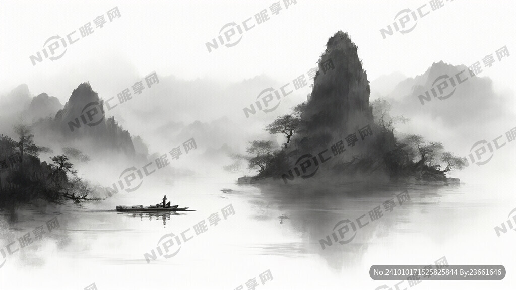 山谷 中国风 中国画 山水