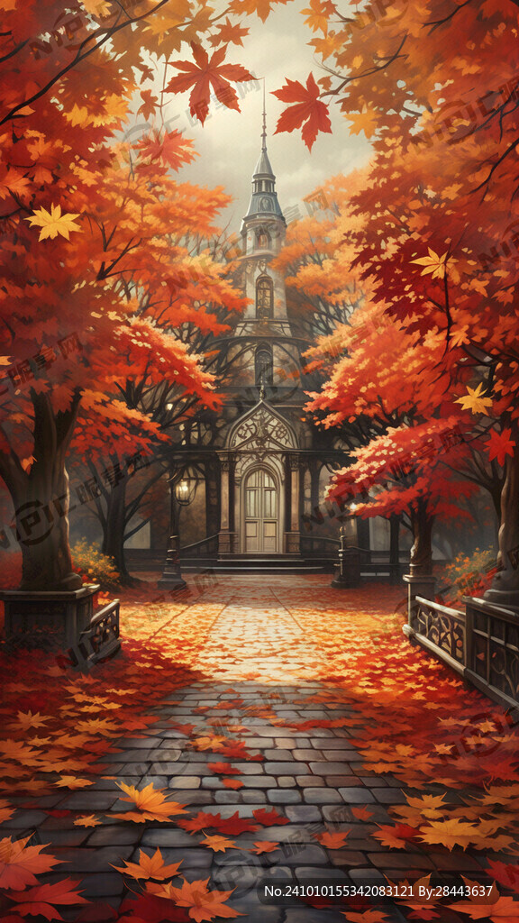 枫叶 秋季 浪漫 廊道