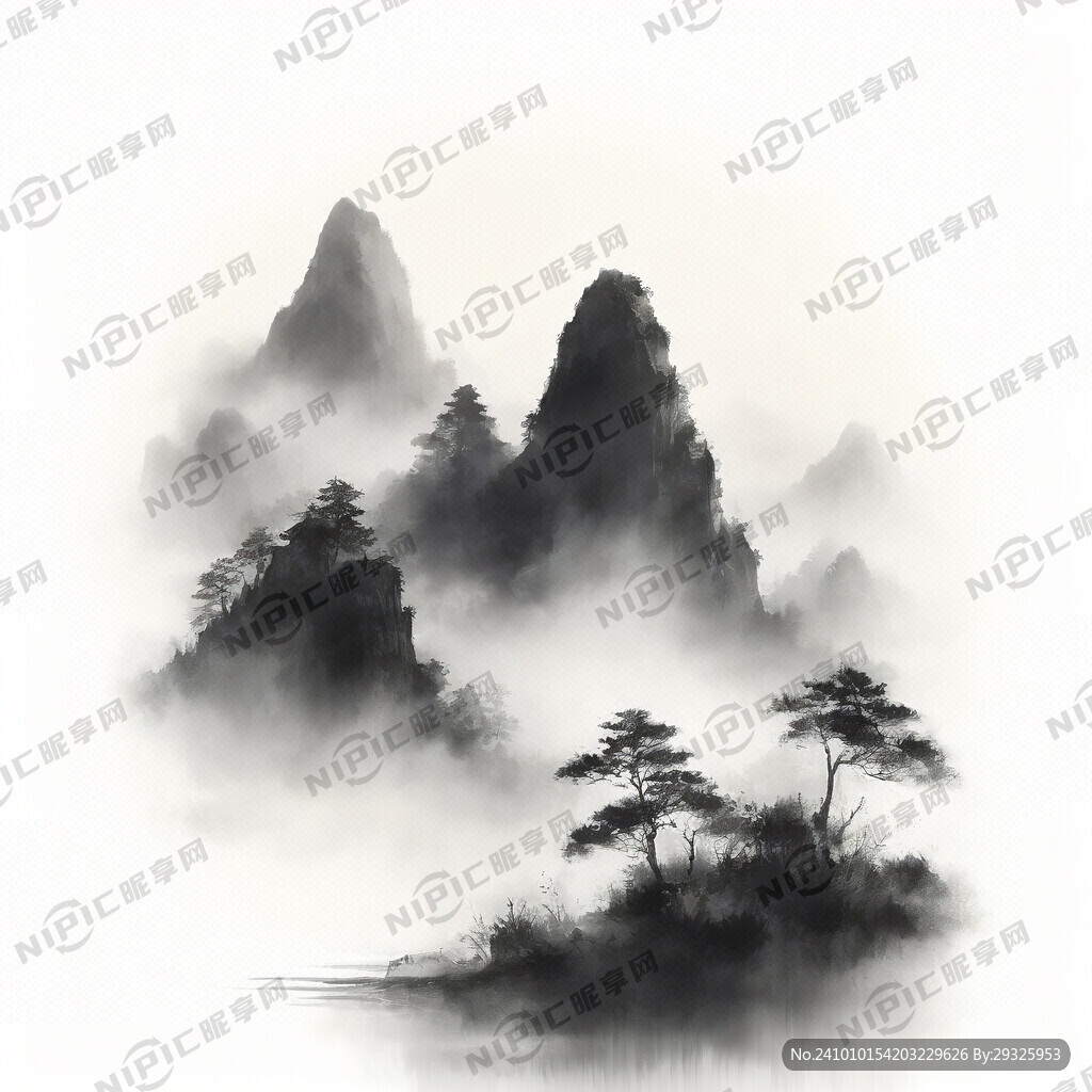 山谷 中国风 中国画 山水