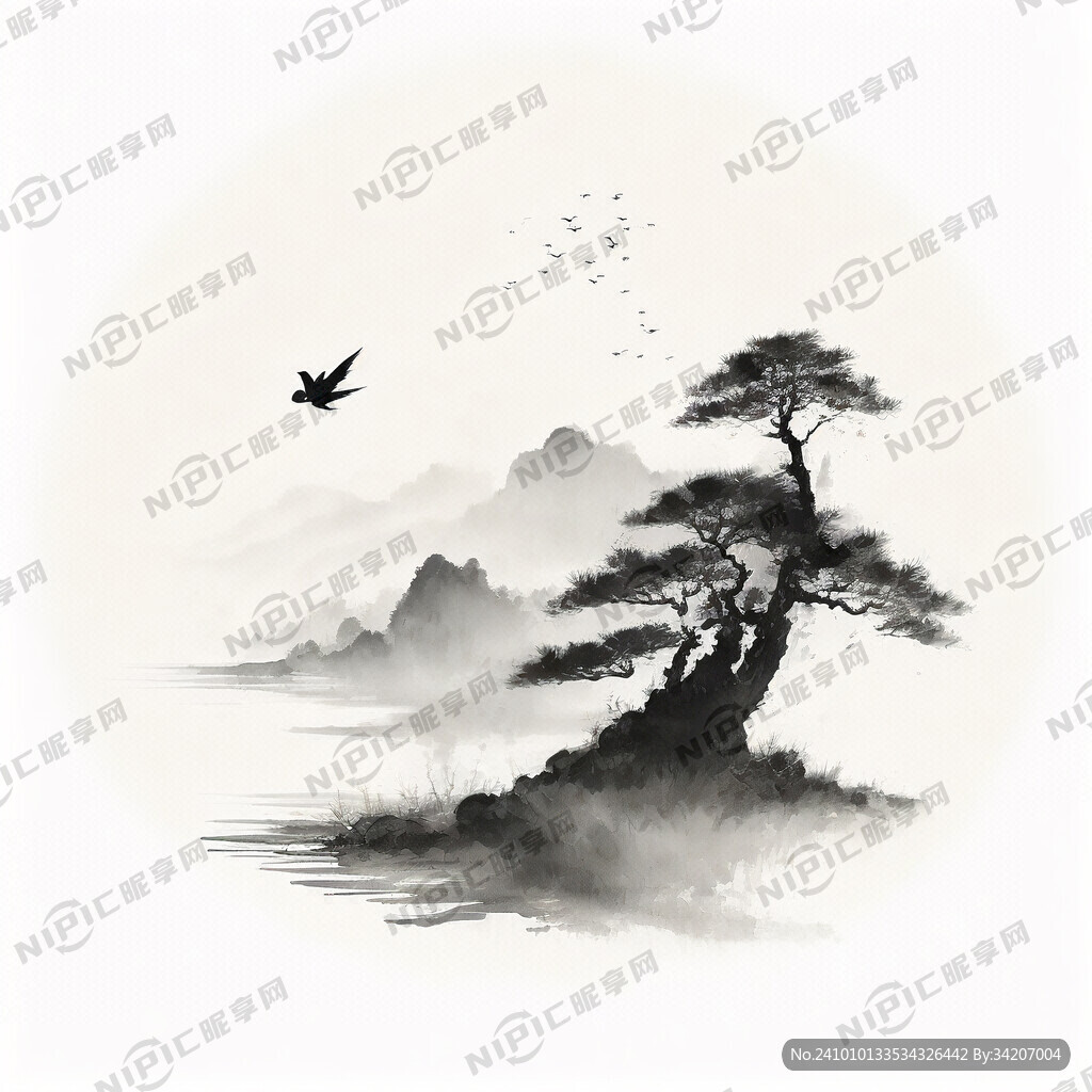 山水画 有树 线条感