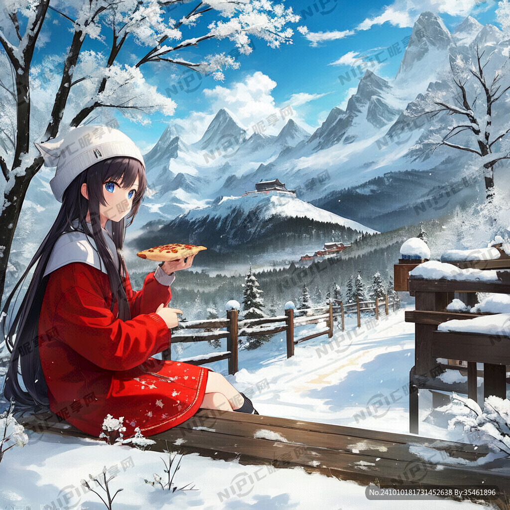 雪山和牦牛和披萨商标图