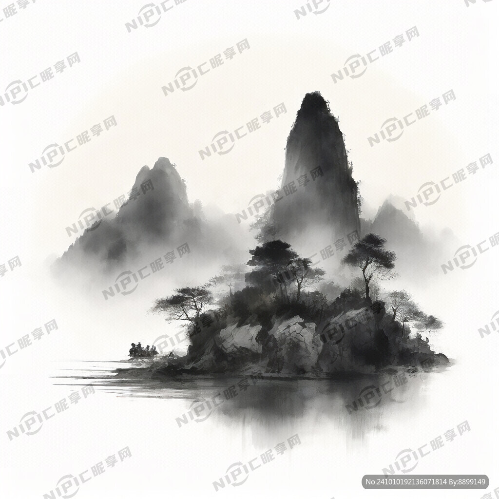 山谷 中国风 中国画 山水