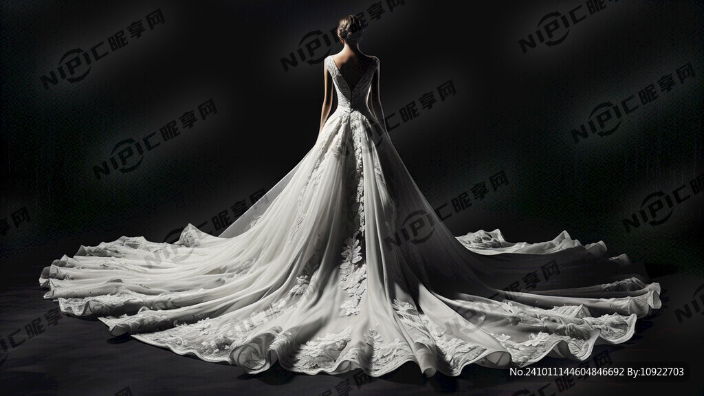 黑色背景 白色婚纱