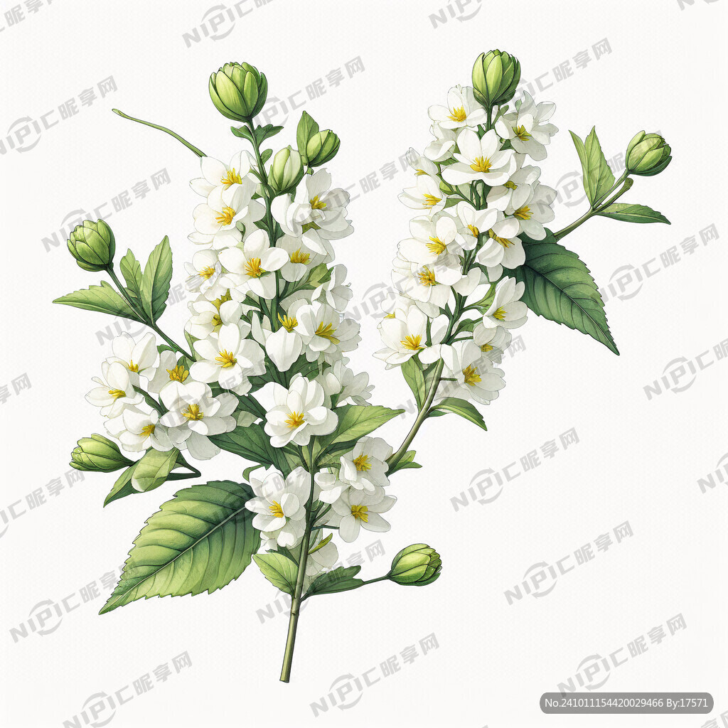 手绘一支斜插的洋槐花 清新自然