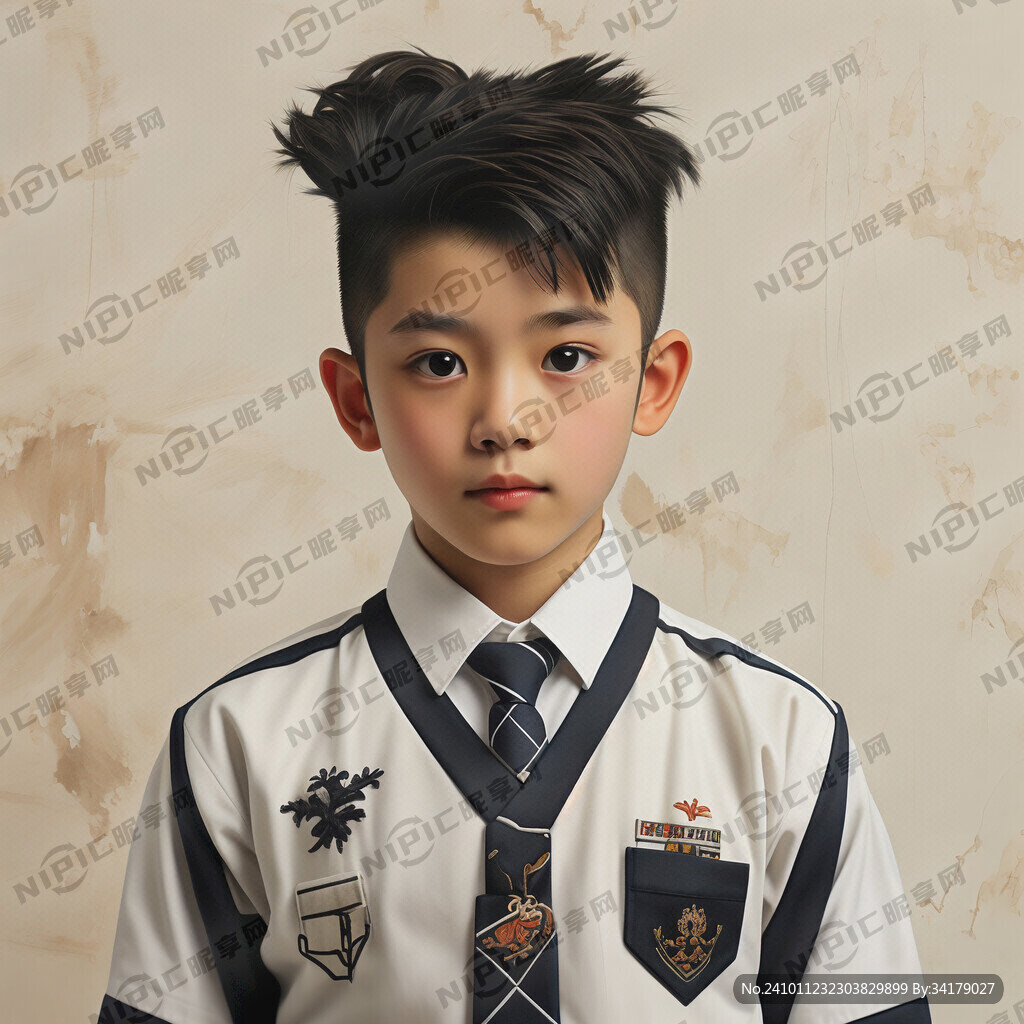 男孩学生装 发型图