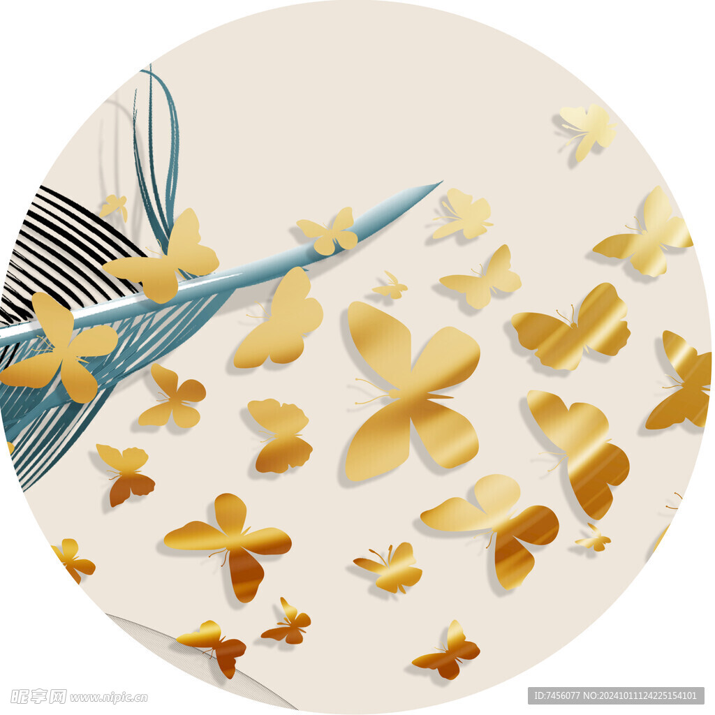 蝴蝶圆形挂画装饰画